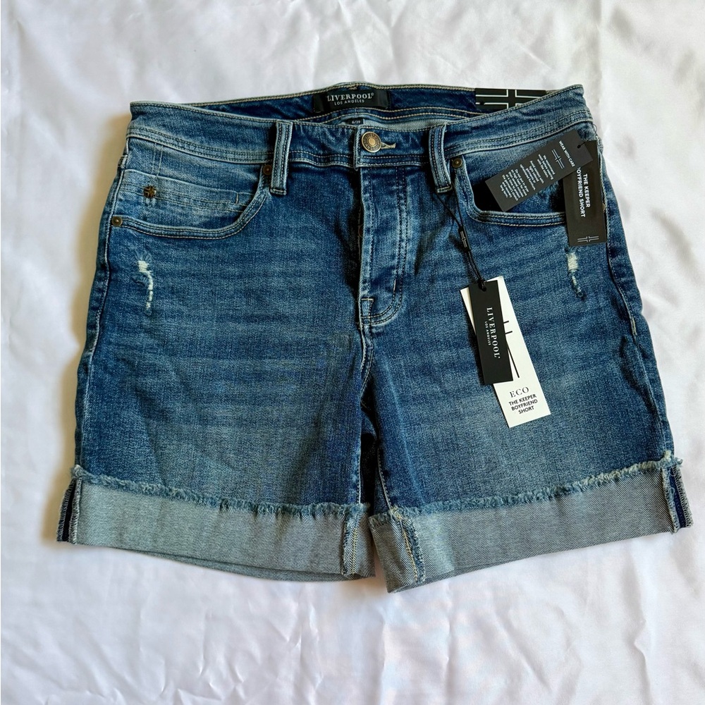 Liverpool Women’s Blue Fold-Cuff Denim Shorts 8
